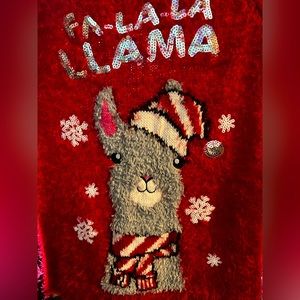 Justice Christmas Red Fa-La-La Llama Sweater